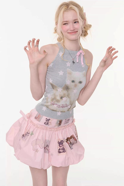 Cat and Rabbit Knitted Vest