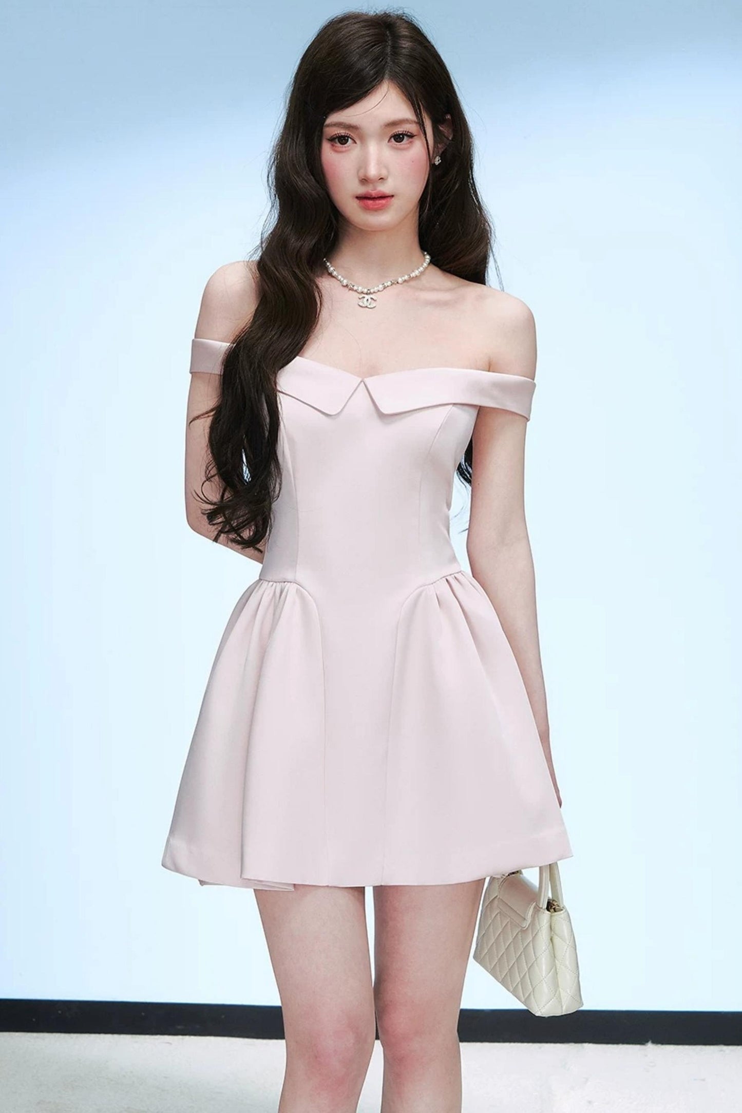 Elegant Off-Shoulder Pleated Dress