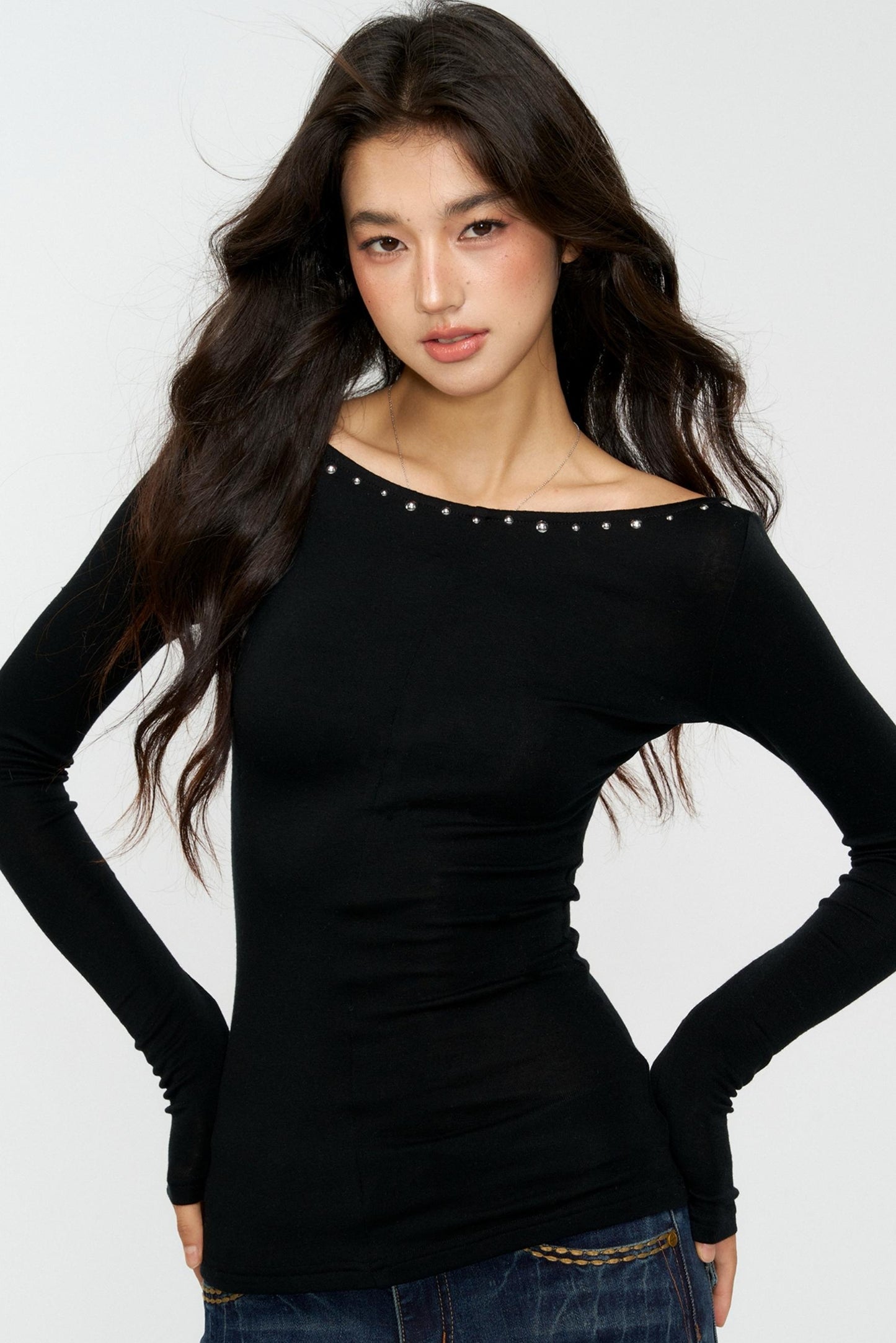 Hot Diamond Shoulder Buckle Shirt