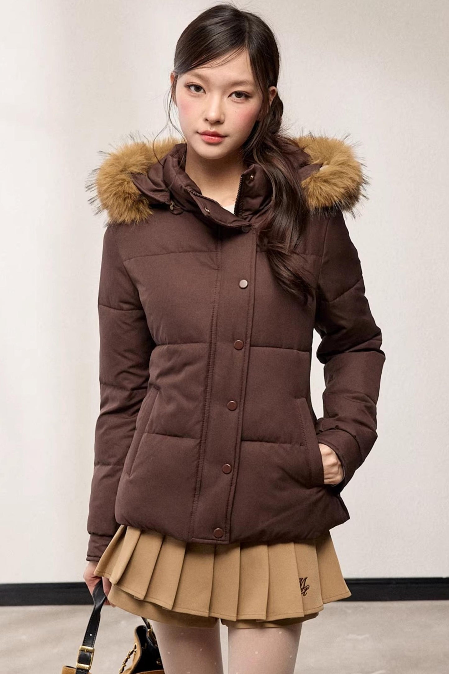 Stand-Up Fur Collar Down Jacket