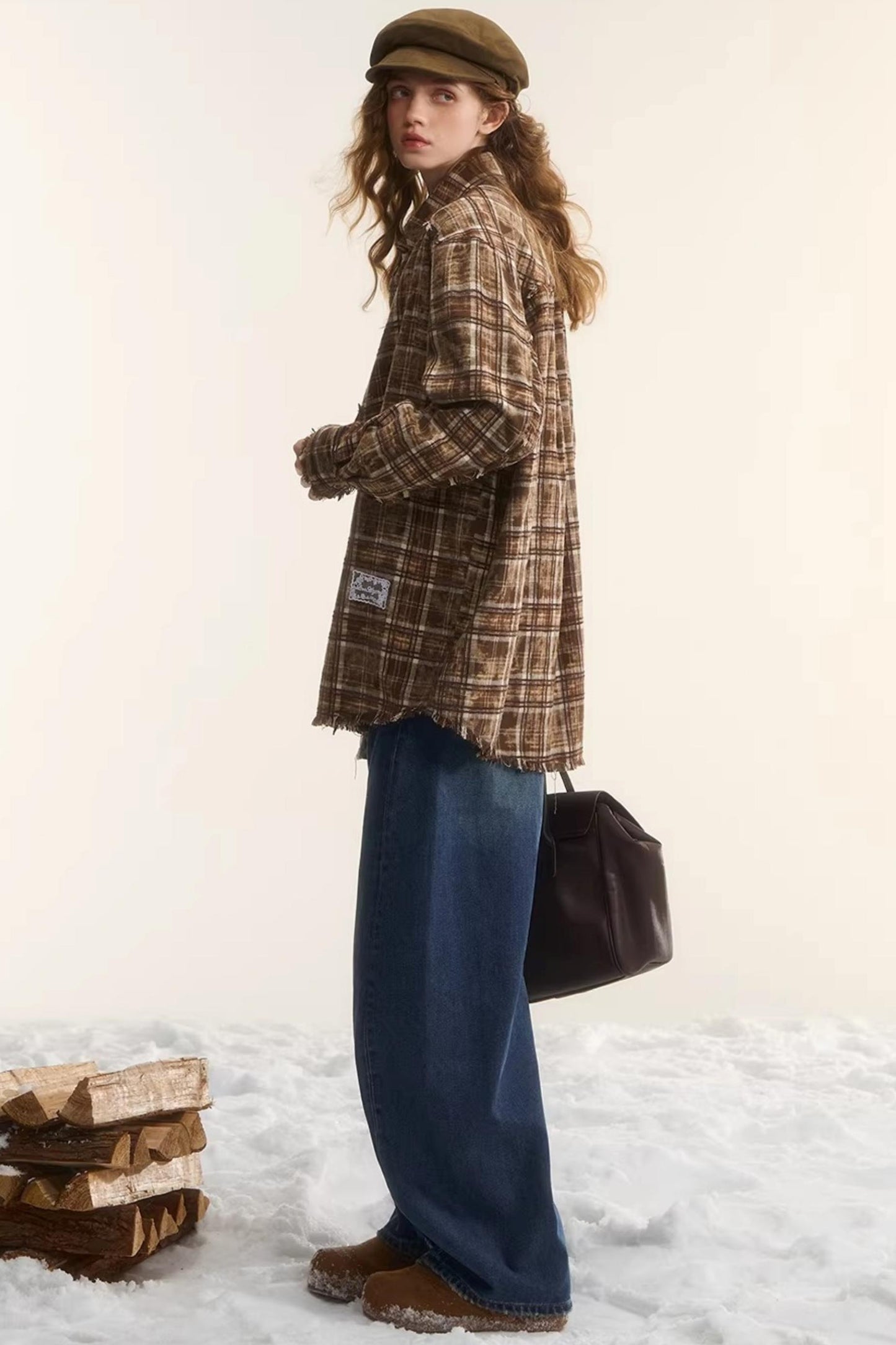 Lace-Trimmed Plaid Shirt