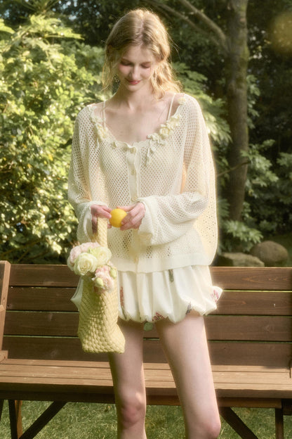 Galaxy Ice Silk Hollow Cardigan