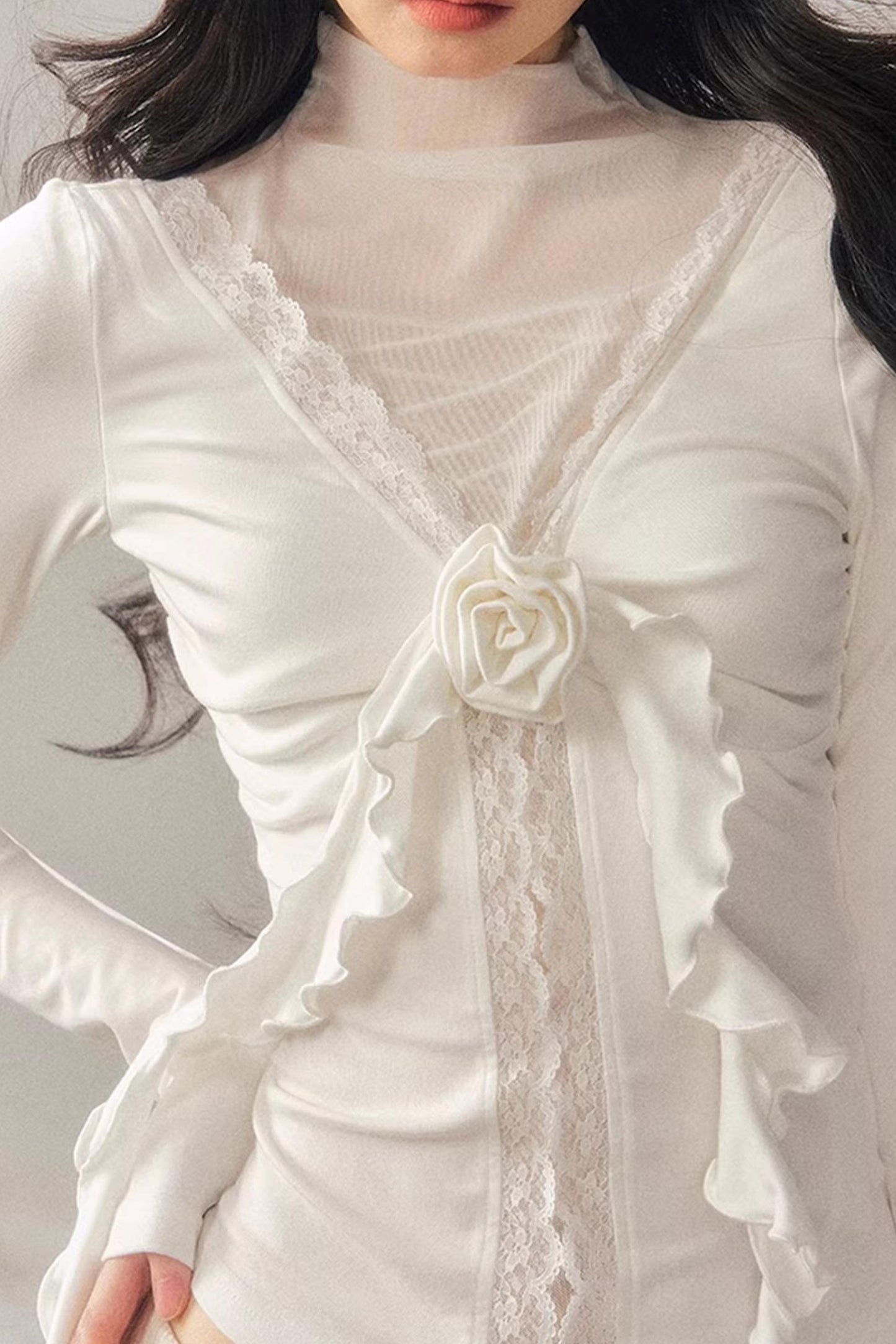 High-Neck Lace Winter Top