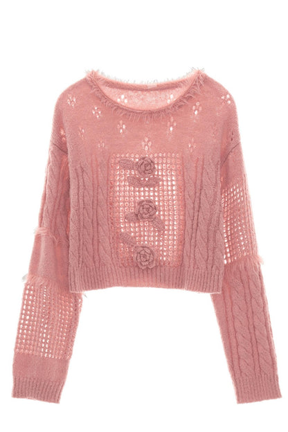 Rose Wool Knit Sweater