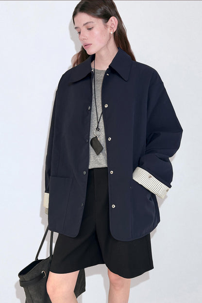 Casual Stripe Doubleside Trench Coat