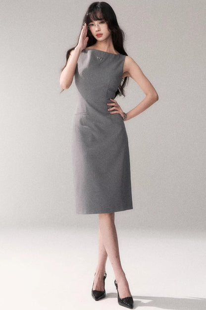 Siren schulterfreies graues Kleid