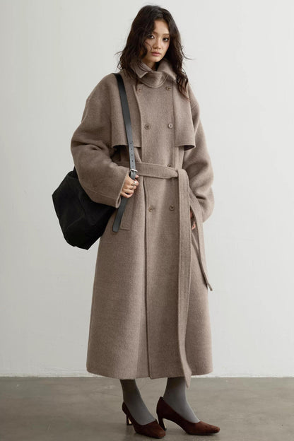 Retro Oatmeal Woolen Long Coat