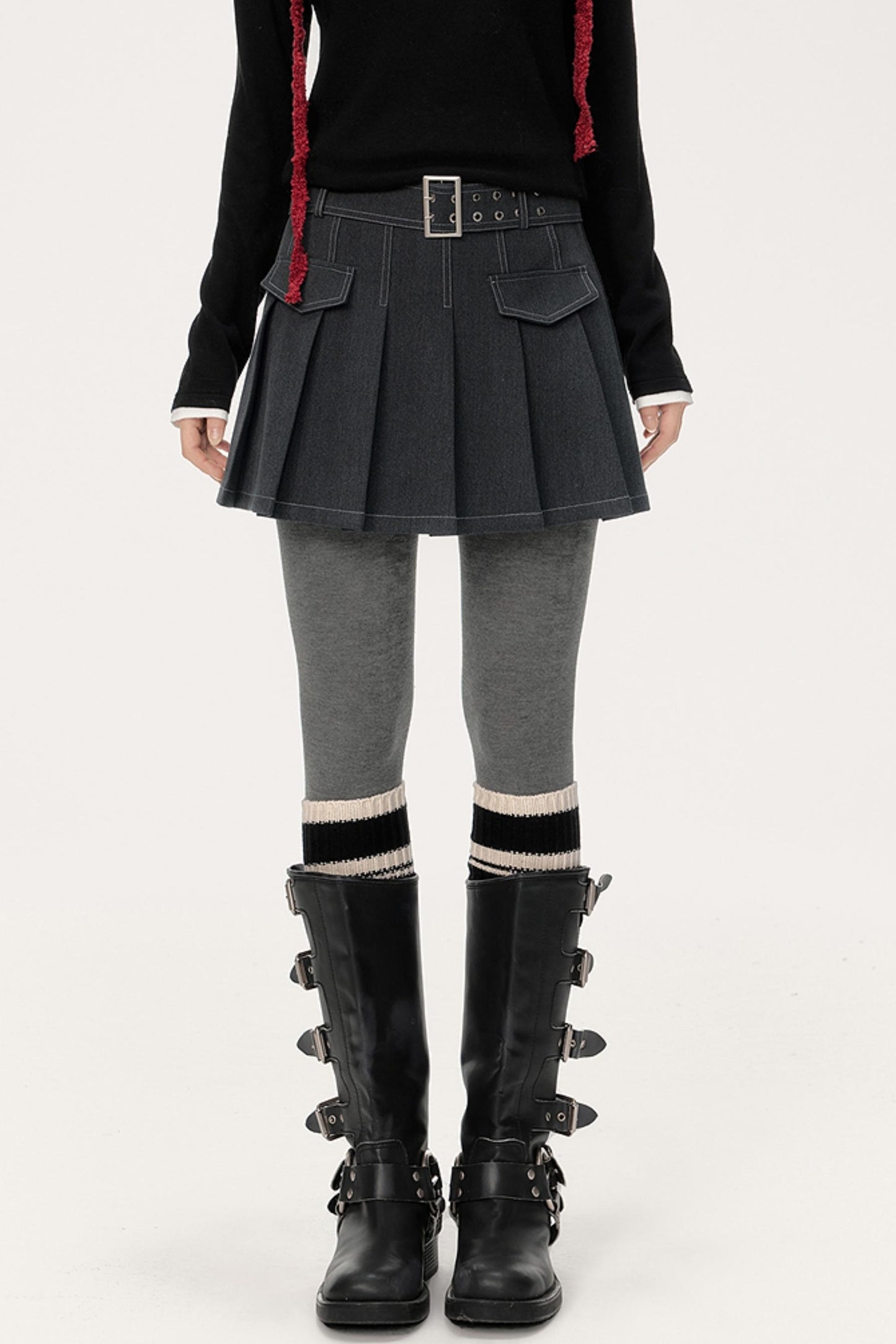 Topline Pleated A-Line Skirt