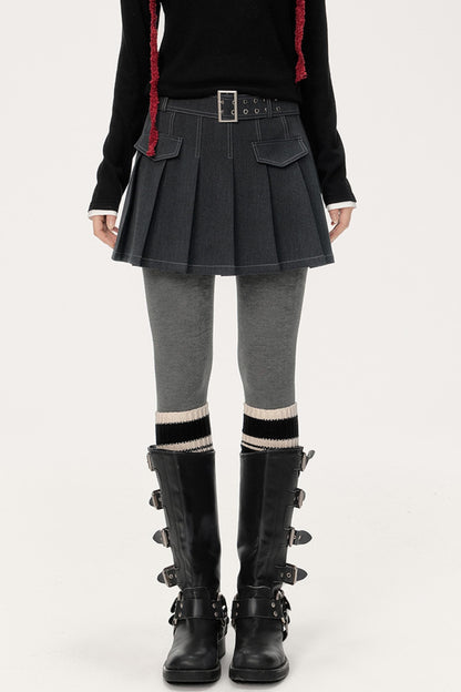 Topline Pleated A-Line Skirt