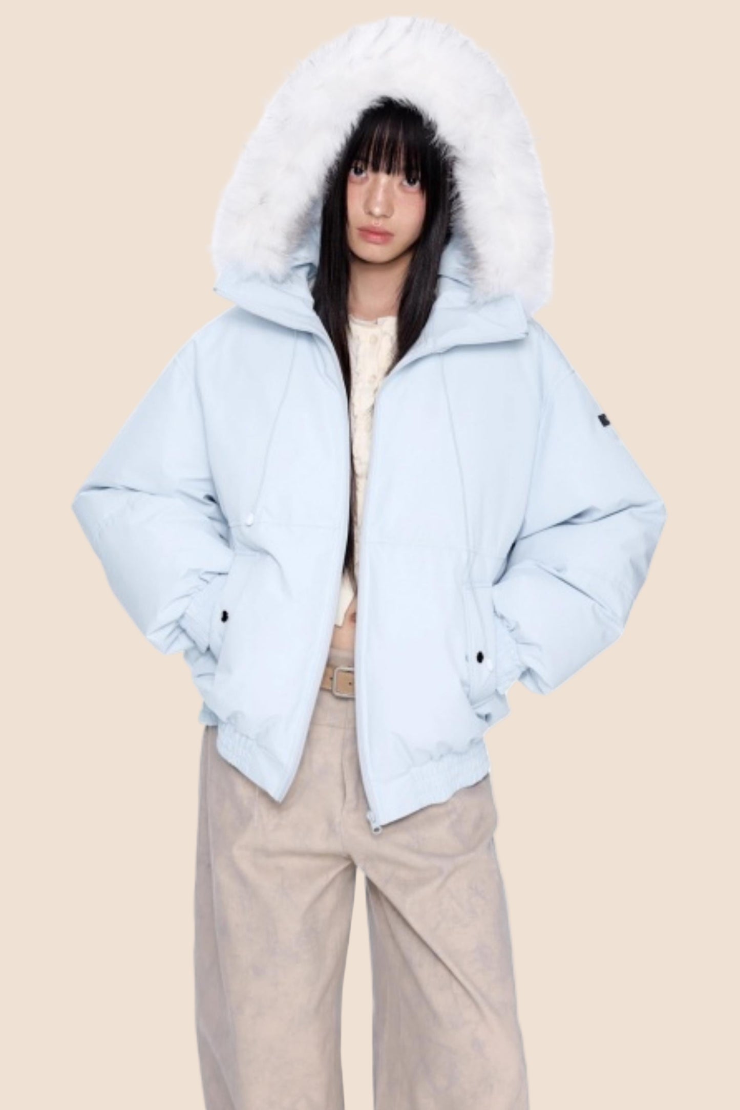Fur Collar Hooded Down Coat