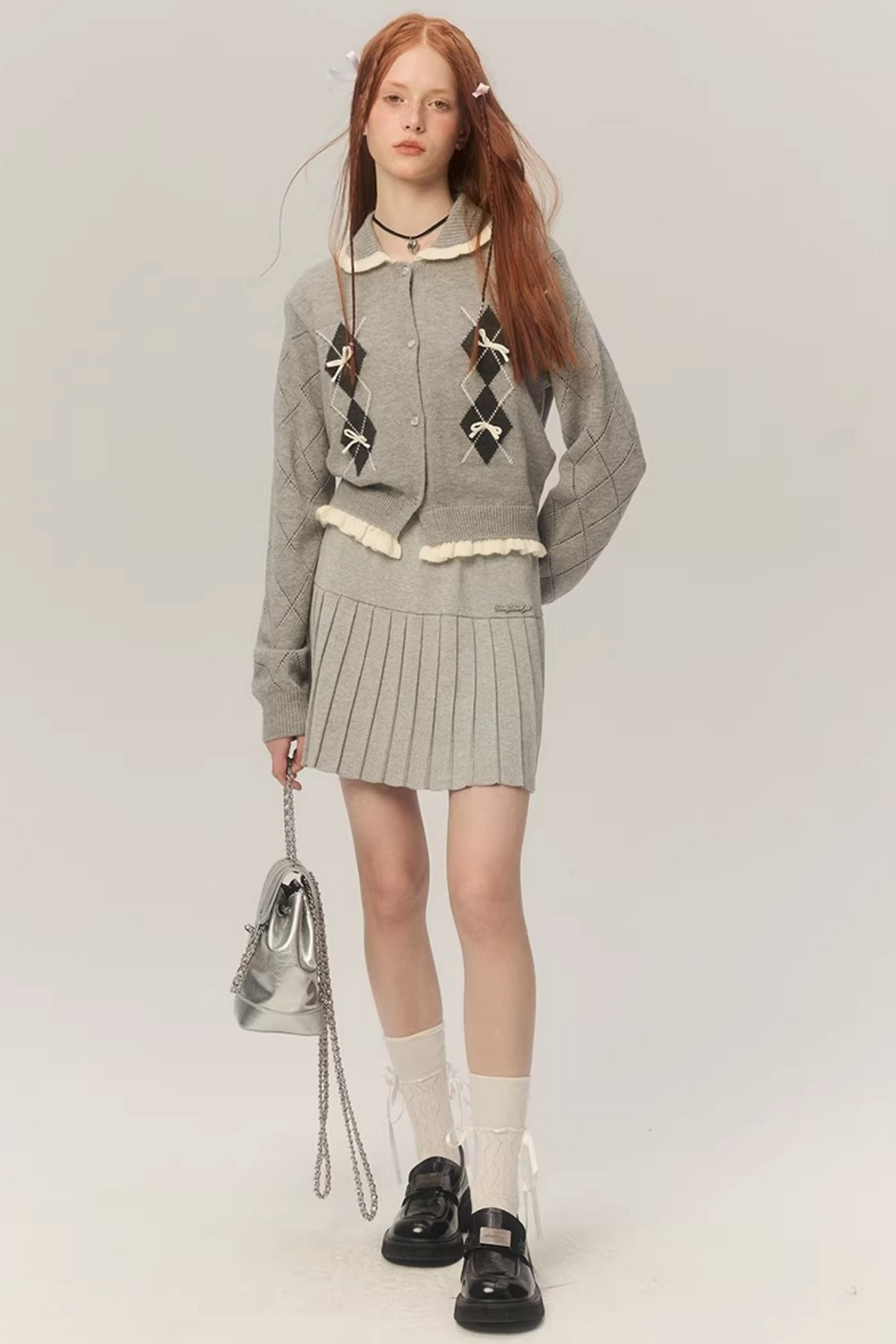 Retro Diamond Knit Cardigan