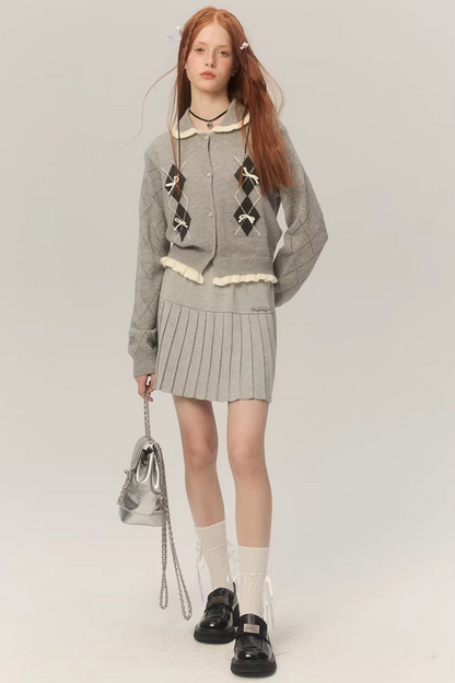 Retro Diamond Knit Cardigan