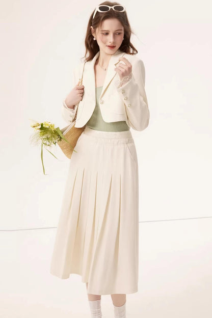 Linen Lace A-Line Skirt