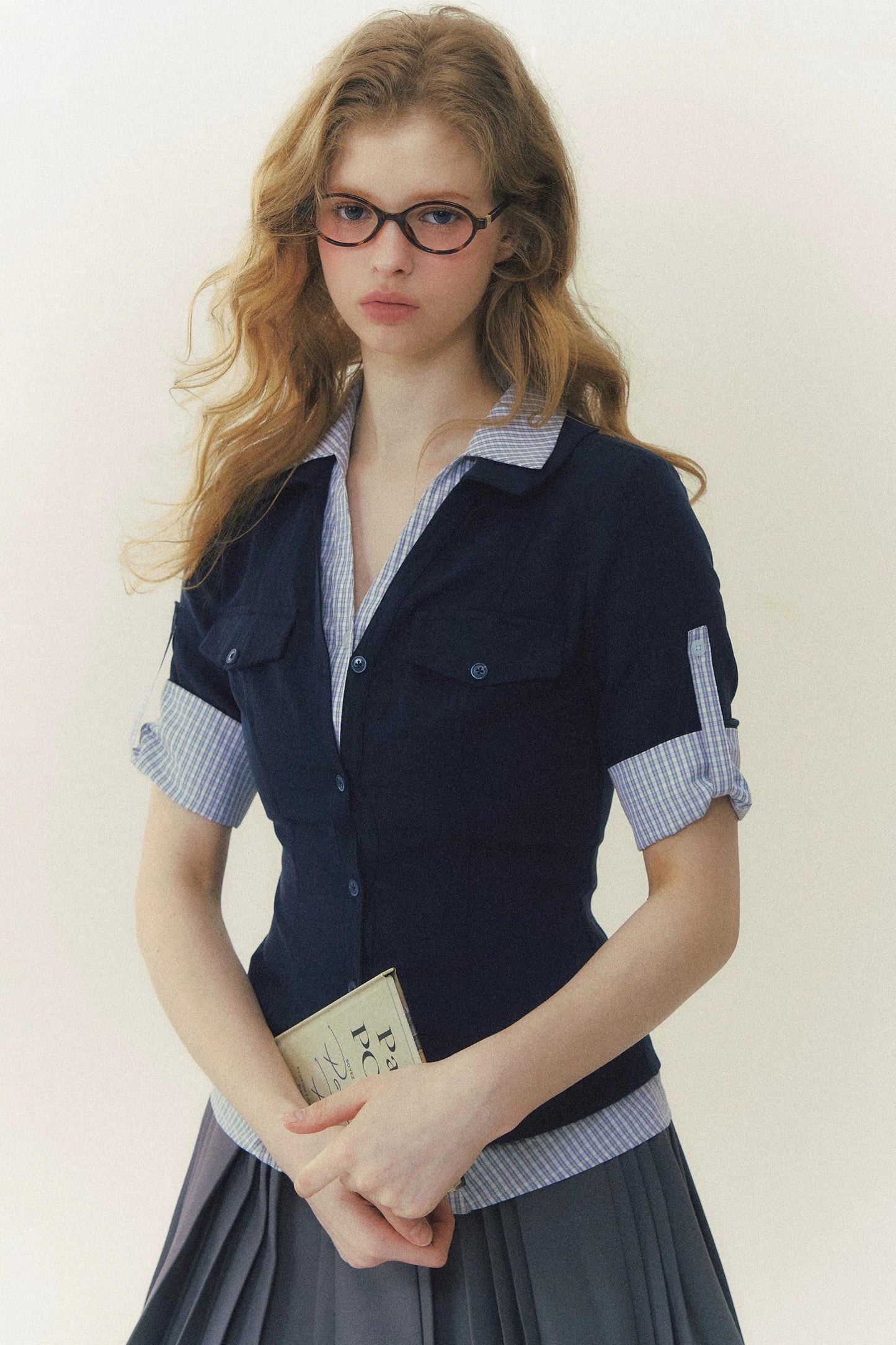 Kariertes Patchwork-Polo-Hemd