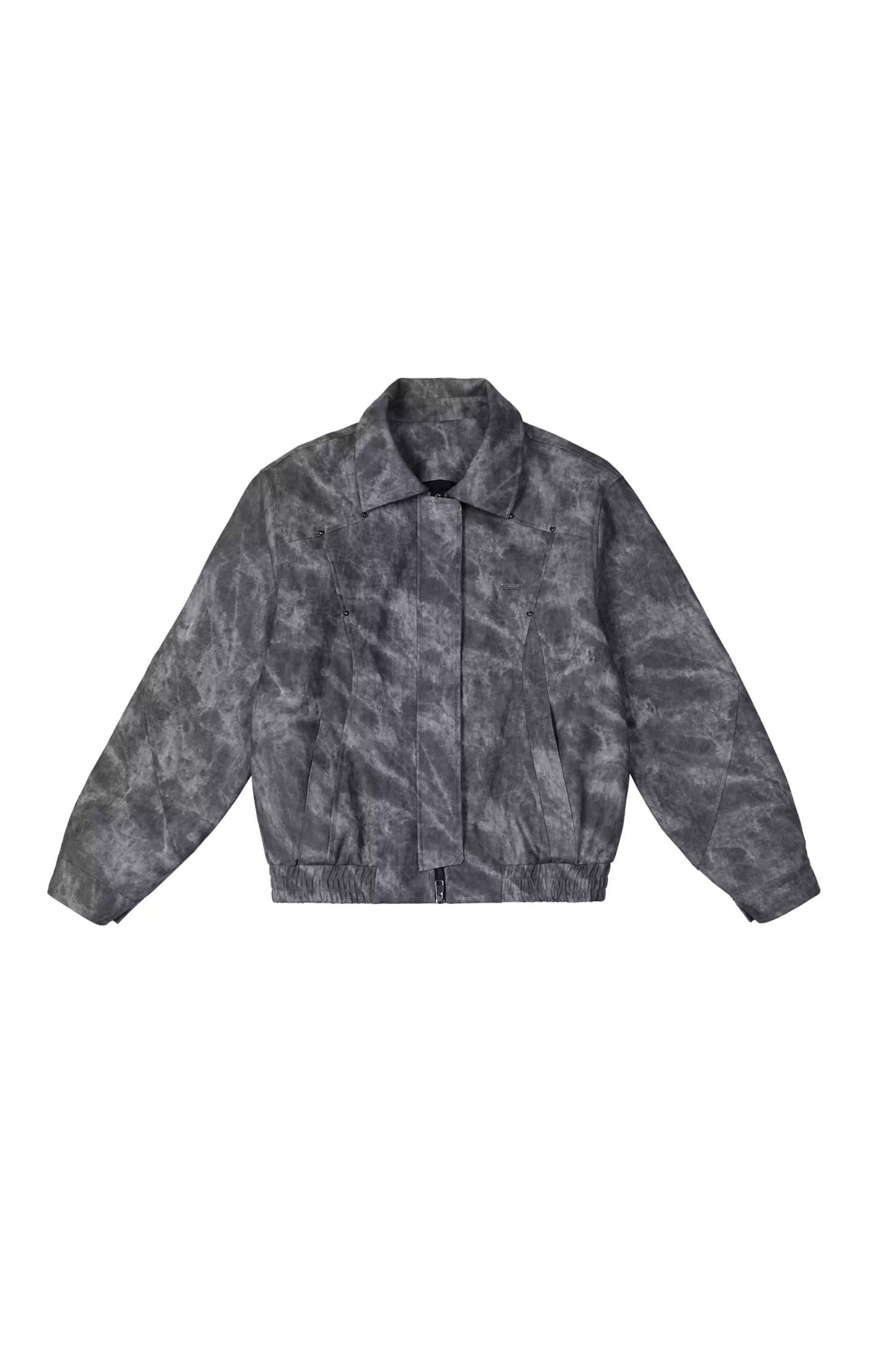 Gradient Tie-Dye Casual Leather Jacket