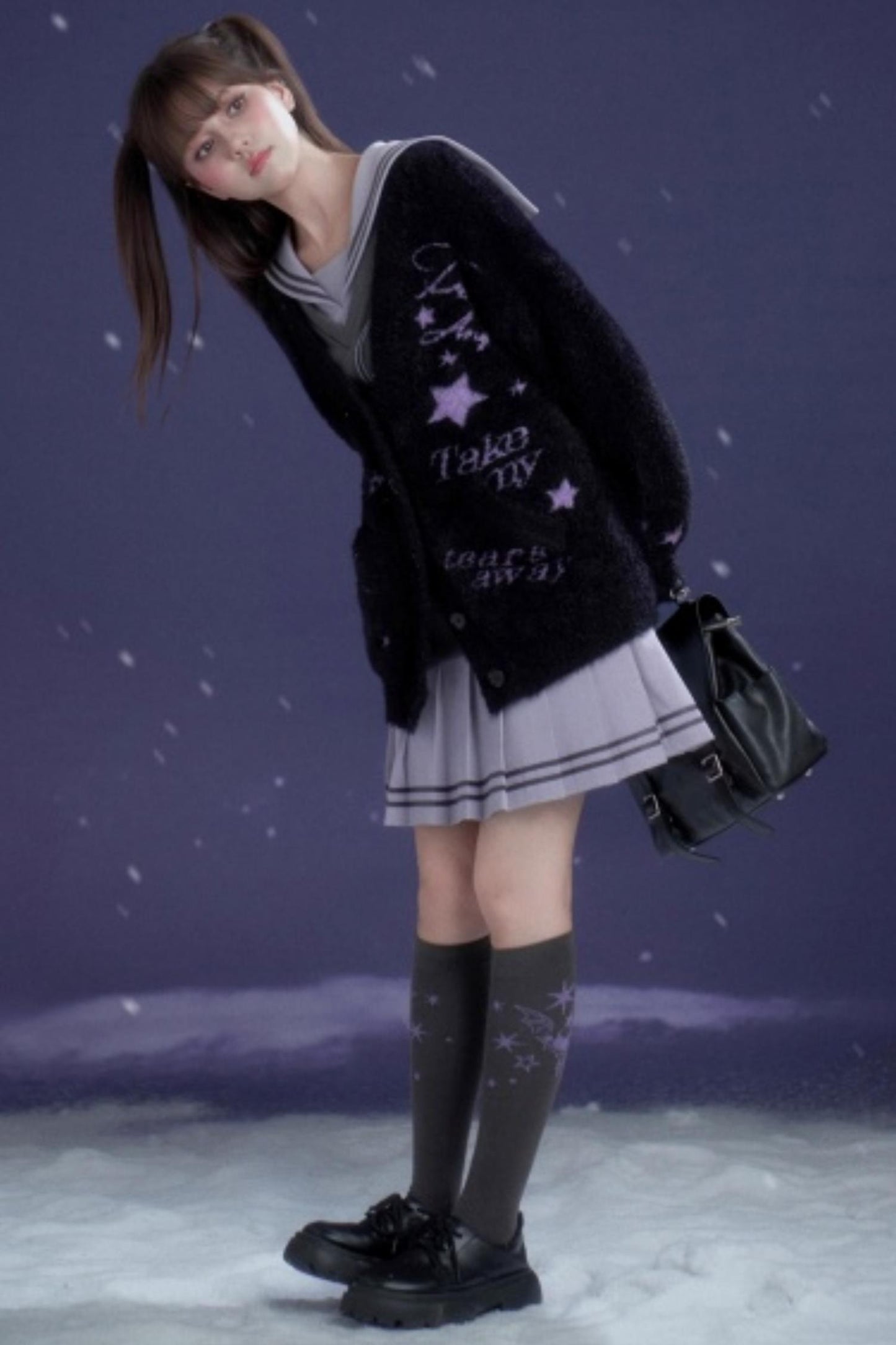 Black and Purple Graffiti Cardigan