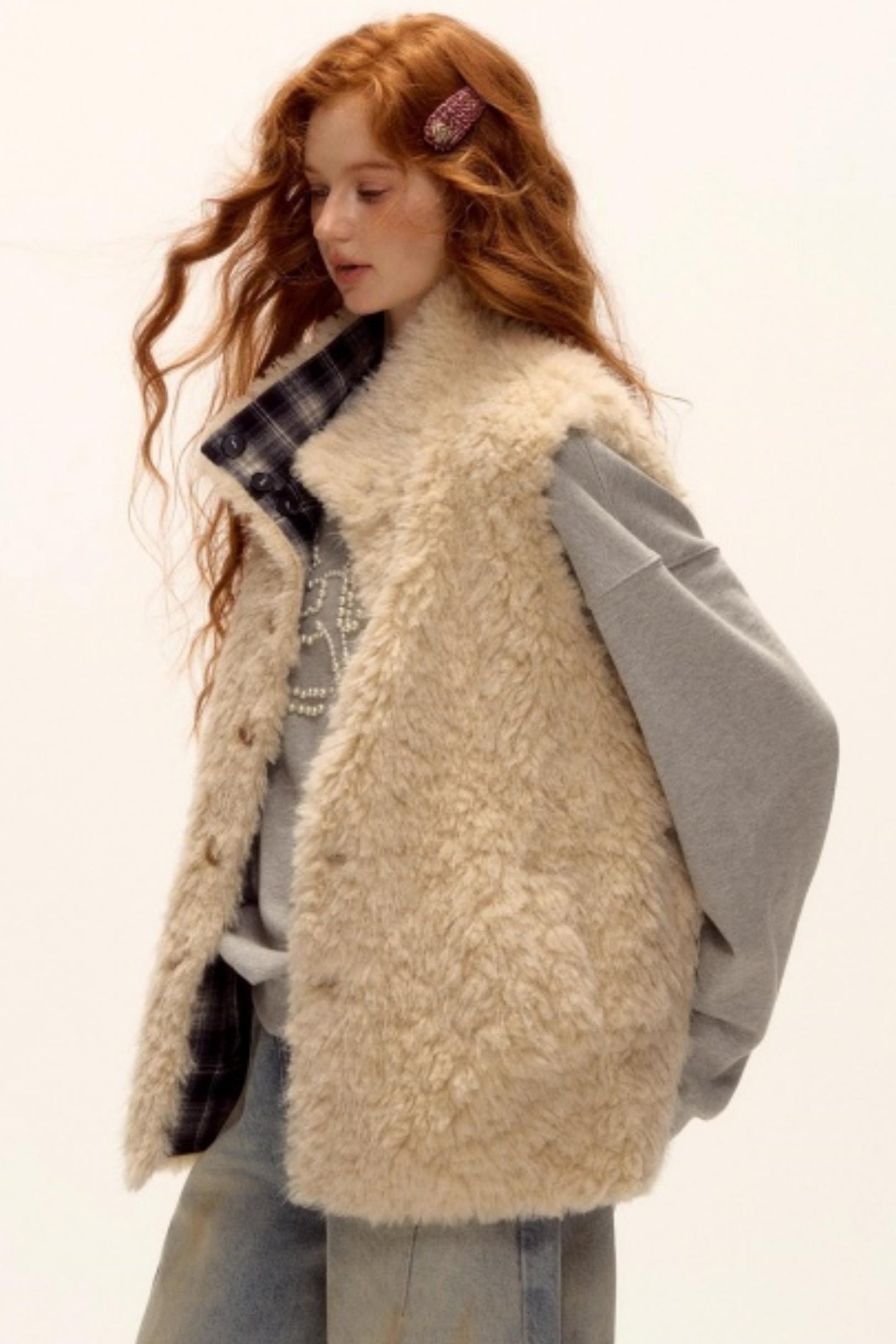 Blue Check Reversible Plaid Vest