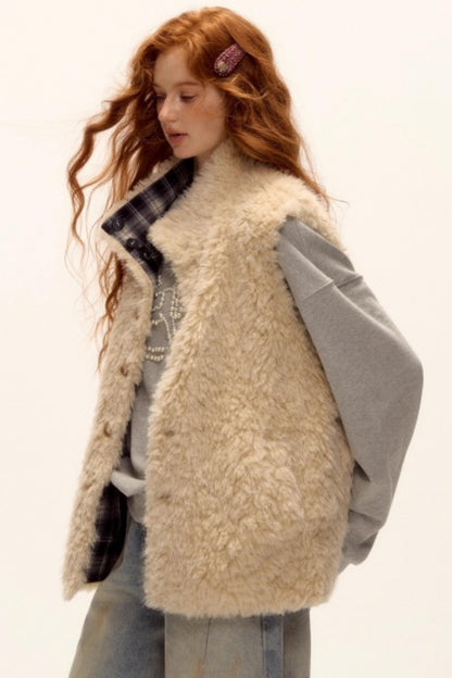 Blue Check Reversible Plaid Vest