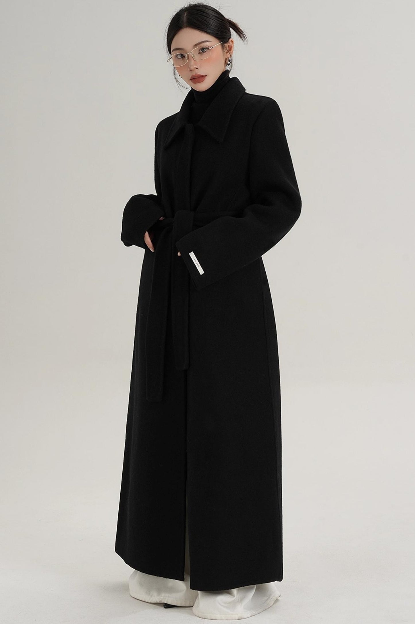Elegant Extra-Long Wool Coat