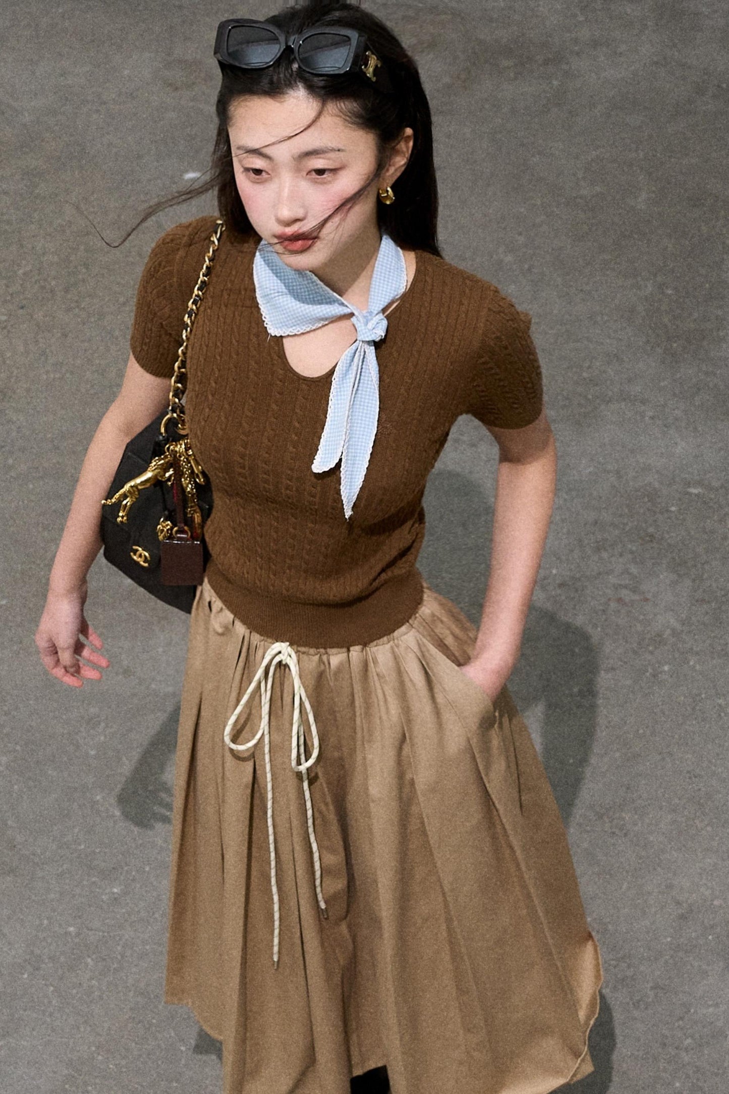 Lyocell Waist Pleated Skirt