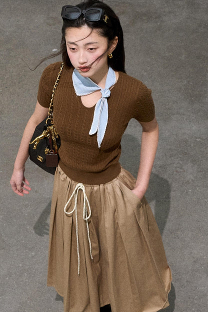 Lyocell Waist Pleated Skirt