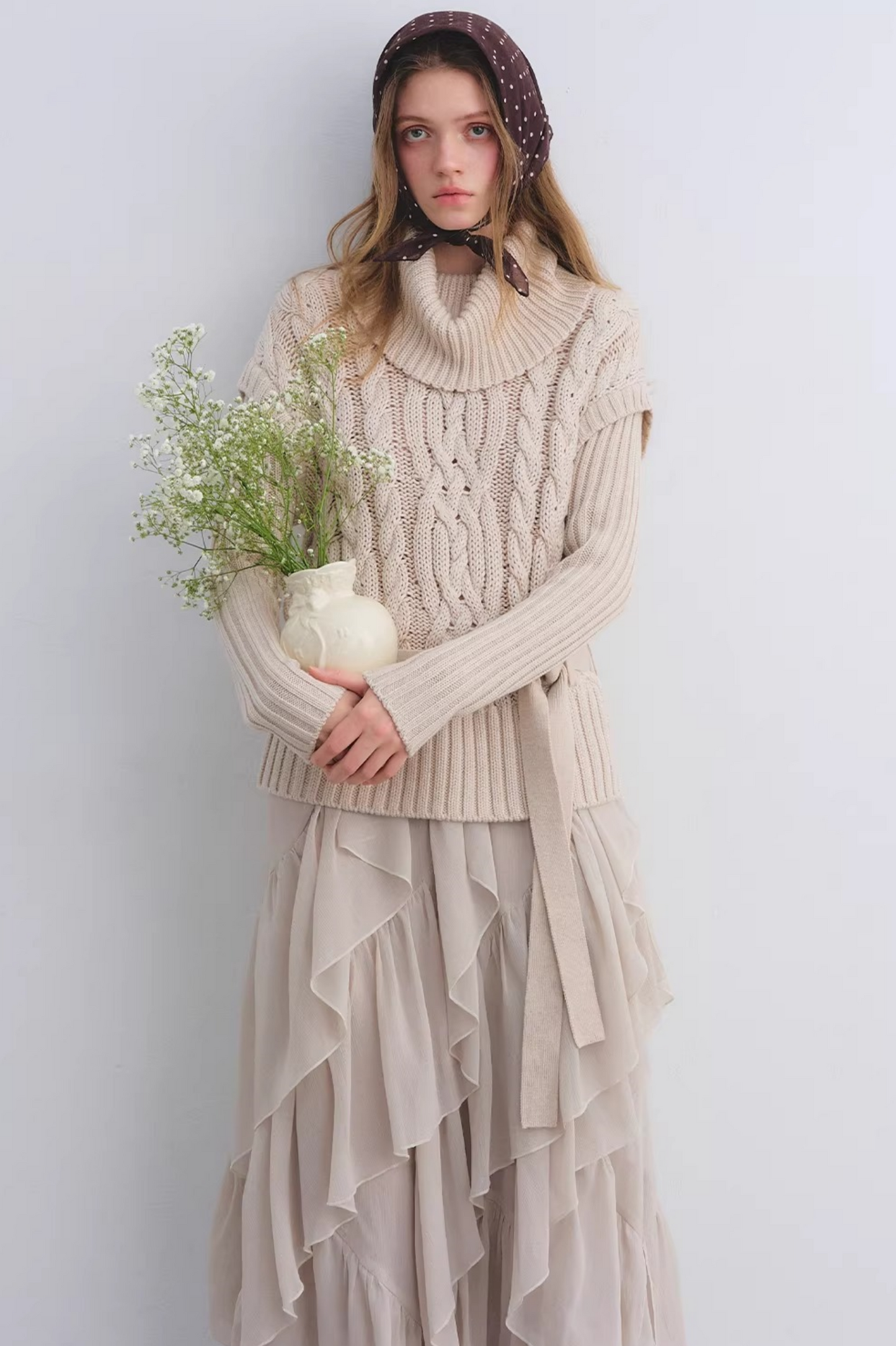 Wool Blend Cable Knit Sweater