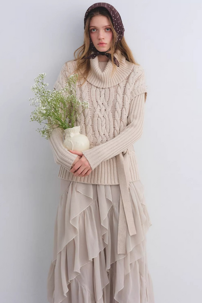 Wool Blend Cable Knit Sweater