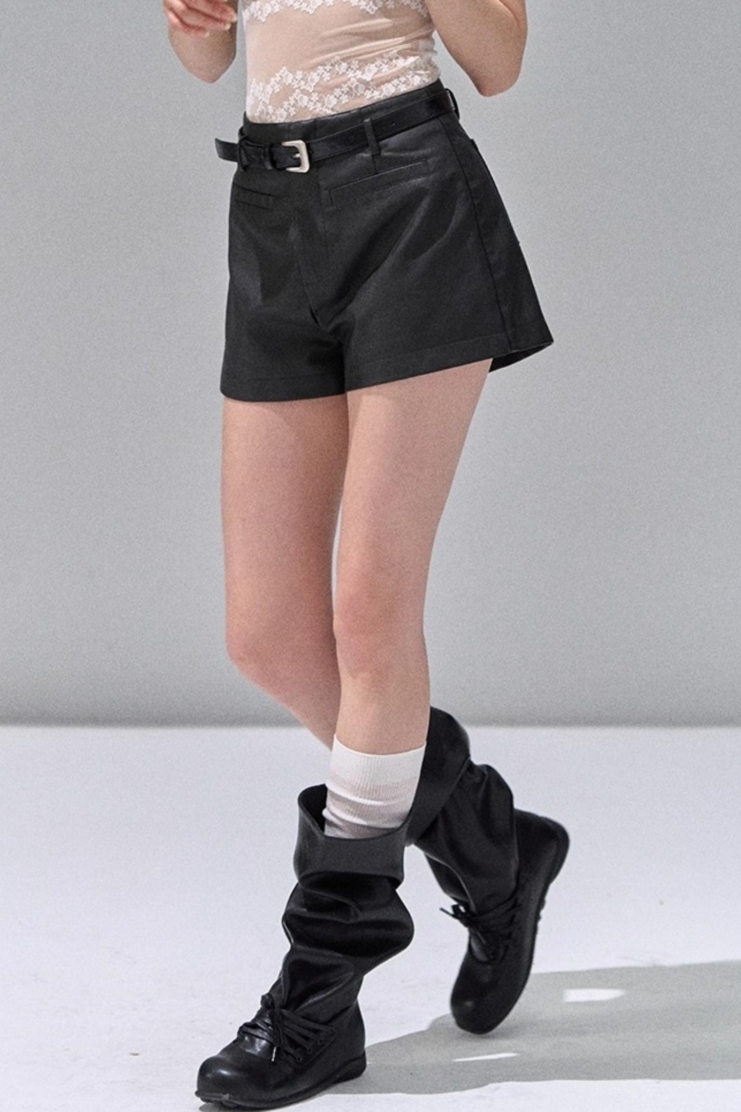 Black Leather Womens Shorts