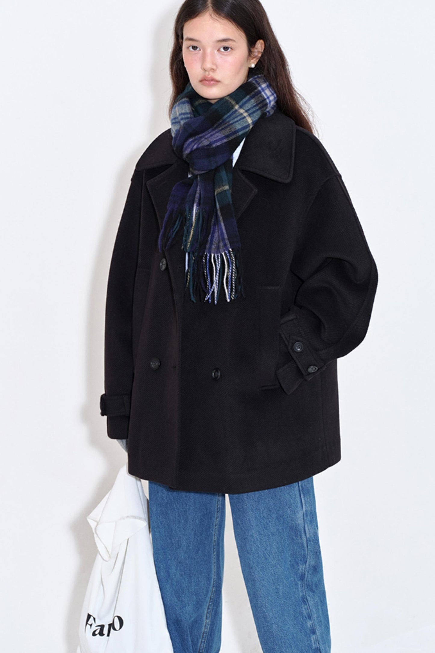 Minimalist Double-Breasted Woolen Coat