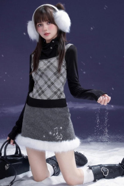 Gray Woolen Note Skirt