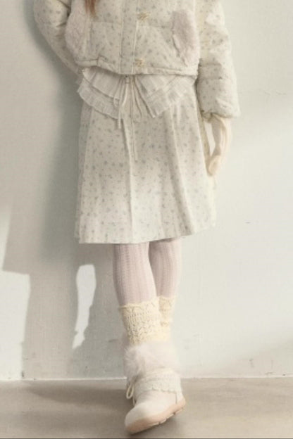 Floral Corduroy Pleated Jacket Set-Up