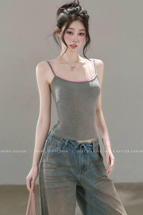 Contrasting Mesh Camisole Top