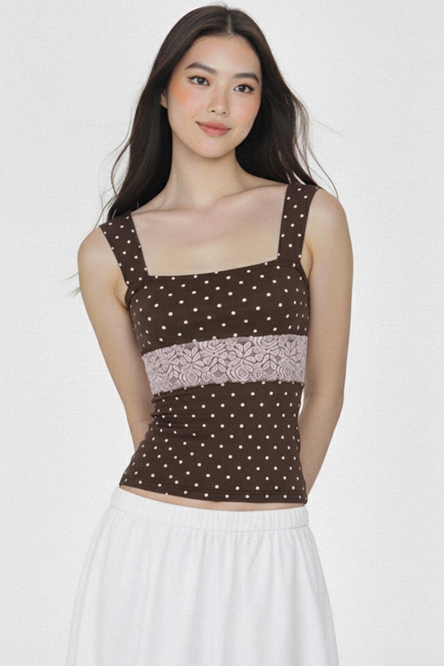 Retro Lace Polka Dot Vest