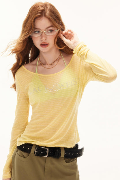 Rhinestone Slim Fit Long Sleeve Top