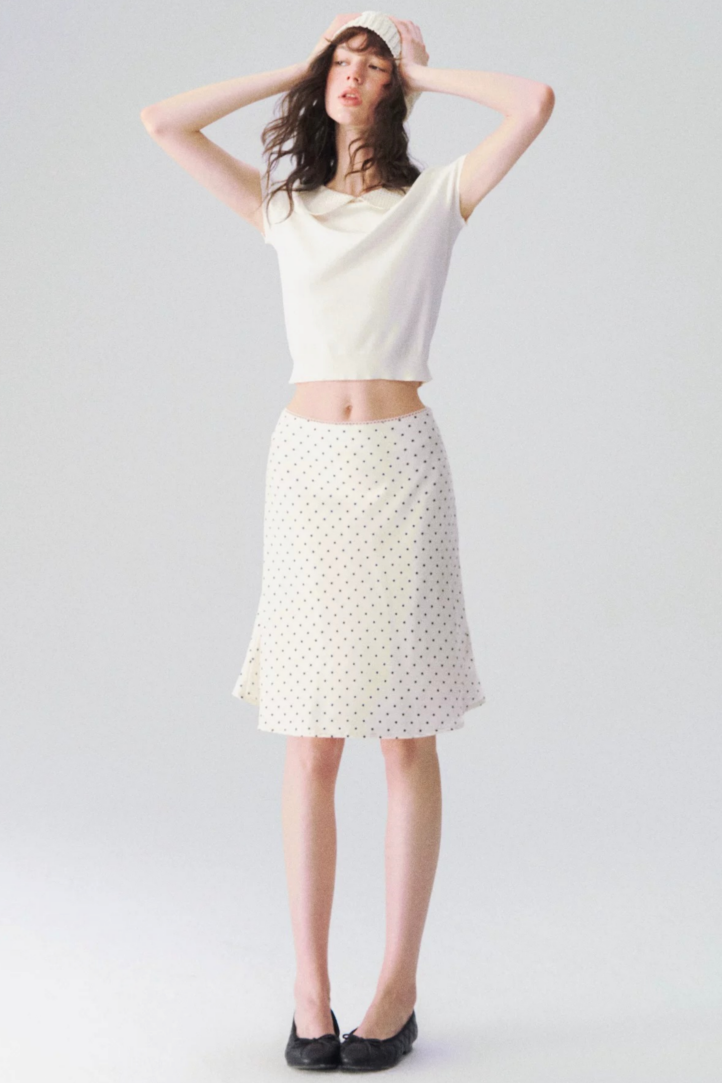 French Polka Dot Blouse & Skirt Set-Up