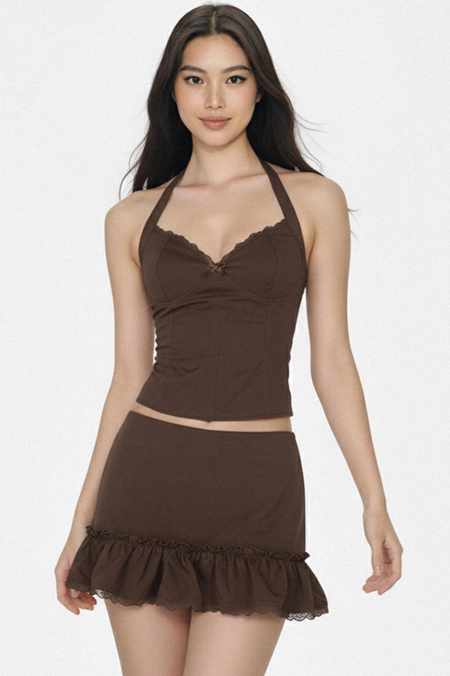 Retro Lace Patchwork Tank Top Set