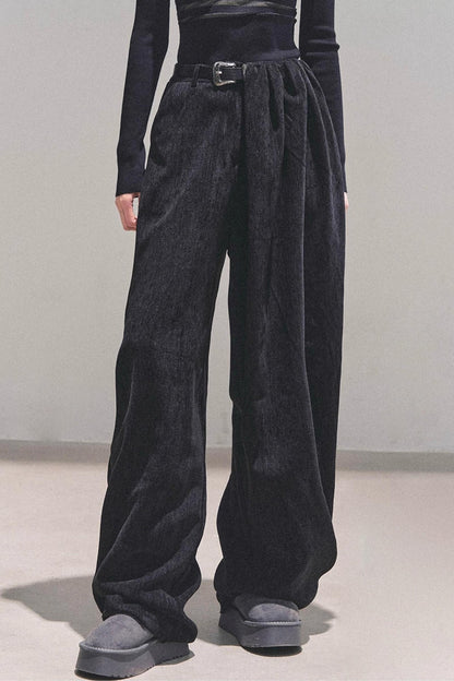 Fleece-Lined Wide-Leg Pants