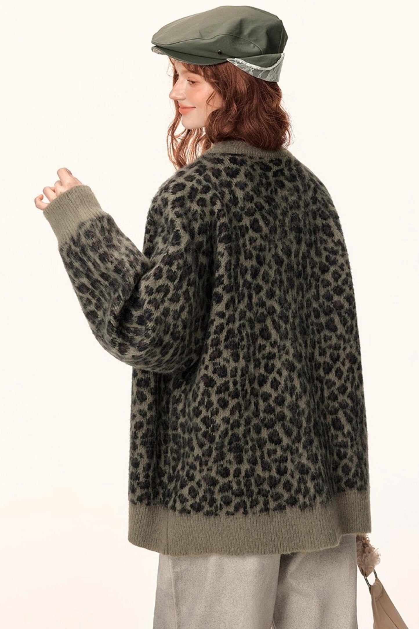 Leopard Print Jacquard Cardigan