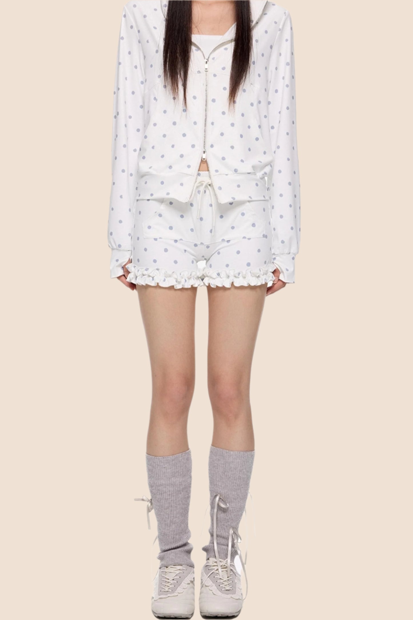 Summer Polka Dot Hoodie Set-Up