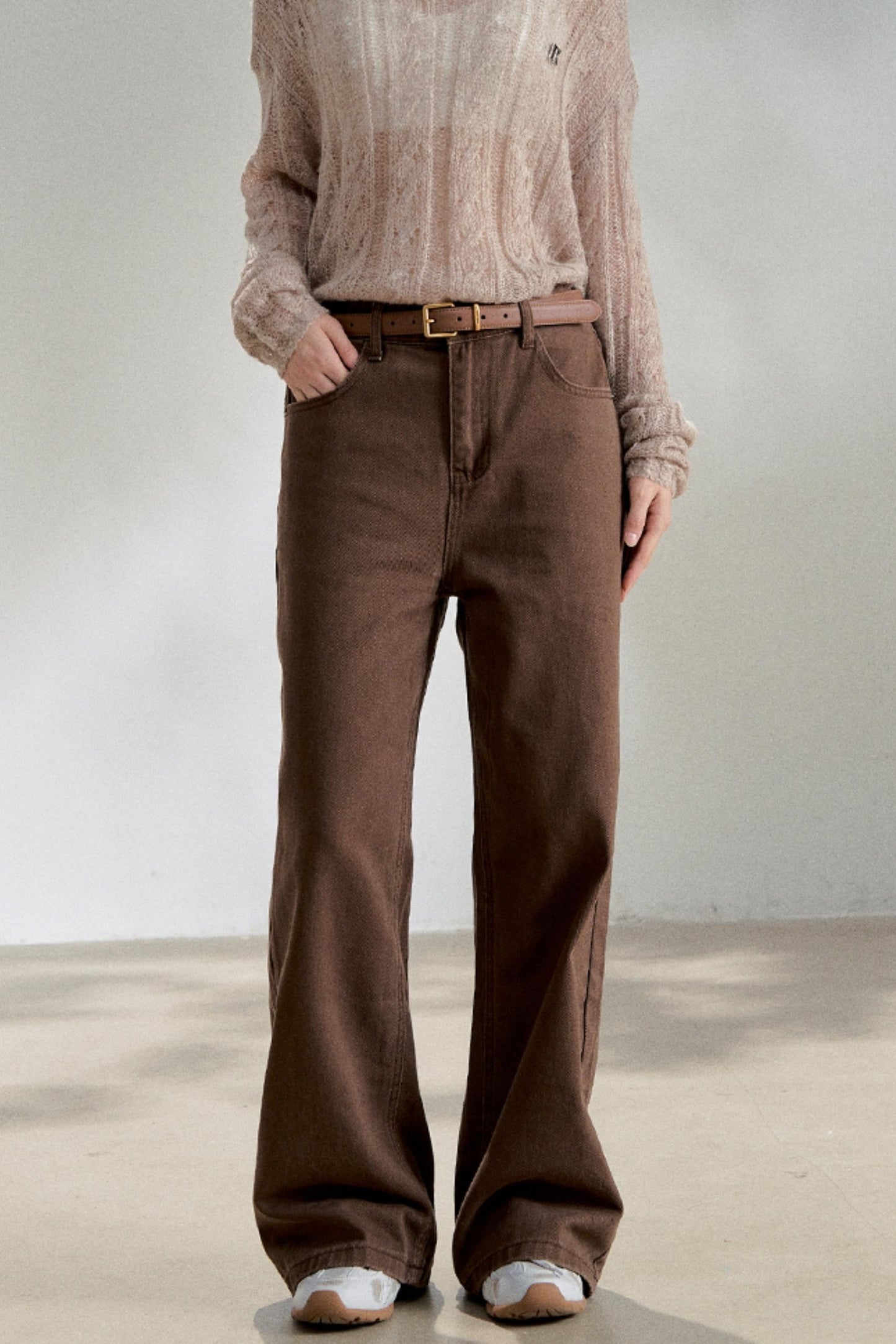 Vintage Dark Brown Straight Jeans