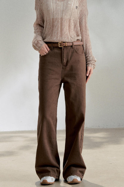 Vintage Dark Brown Straight Jeans