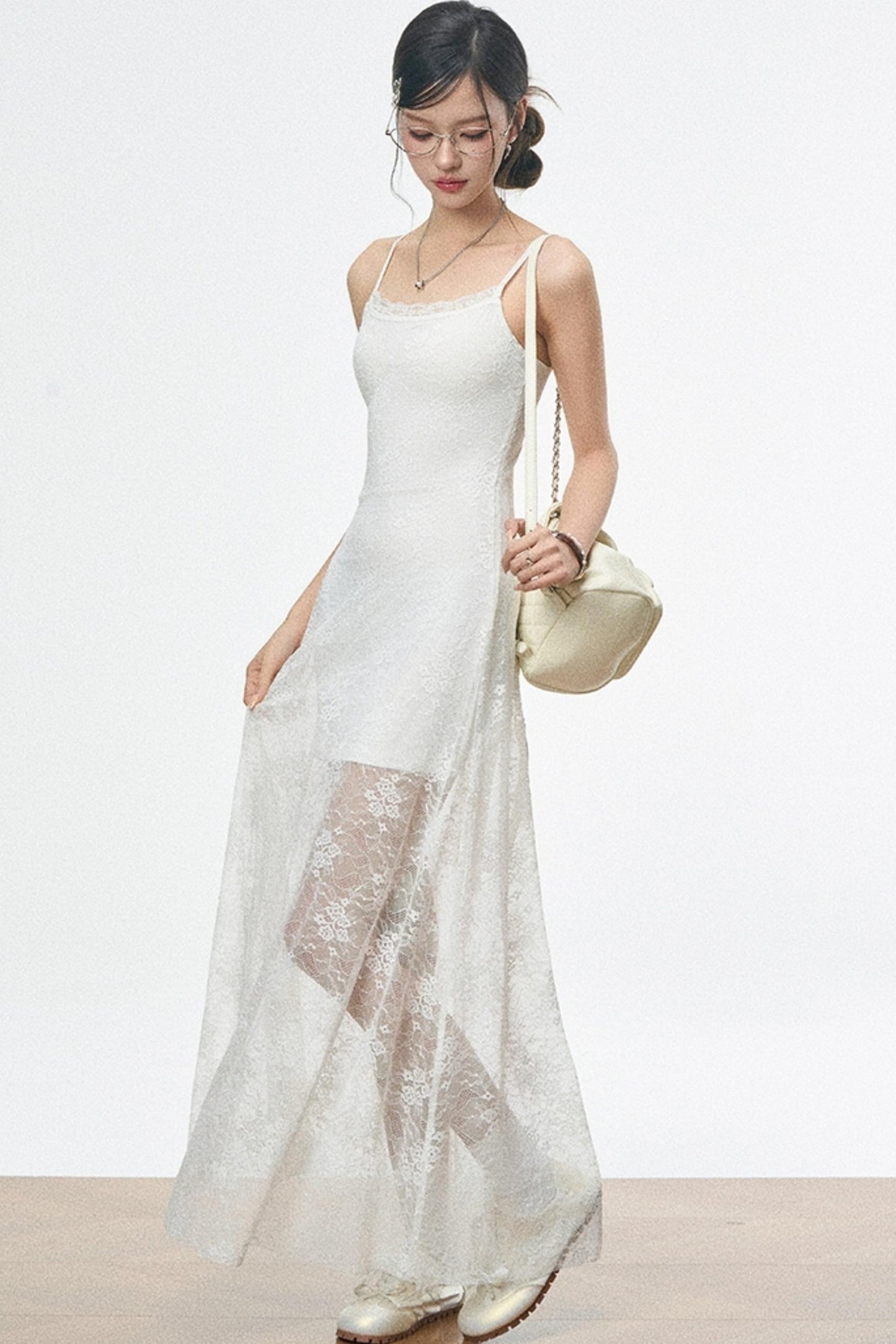 Fusion Lace Dress With Lace Shirt Set-Up