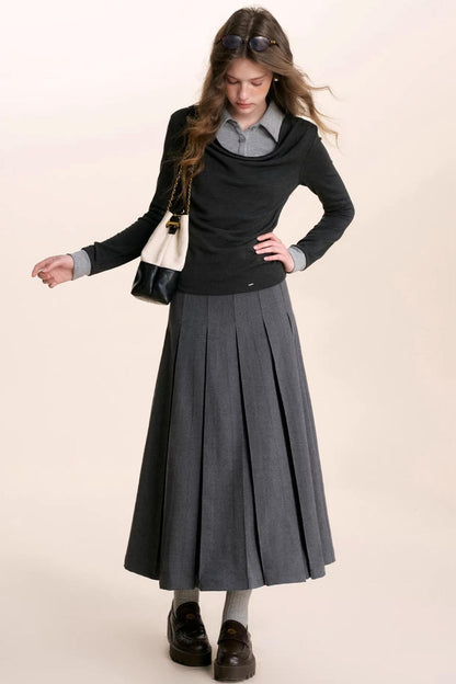 Plaid Patchwork Woolen Skirt