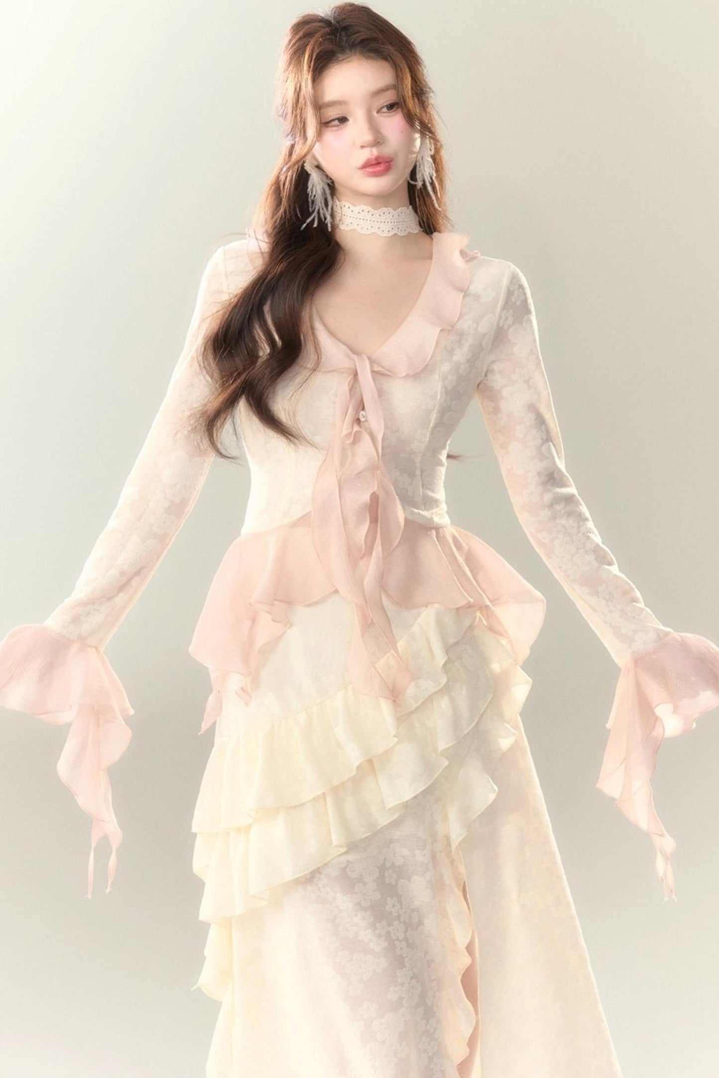 Blue Cherry Blossom Top Skirt Set-Up