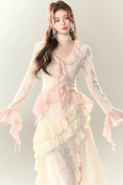 Blue Cherry Blossom Top Skirt Set-Up