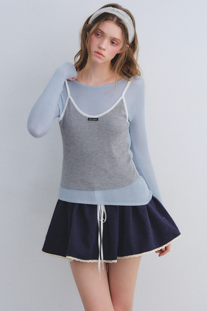 Farbblockiertes Strick-Camisole-Top