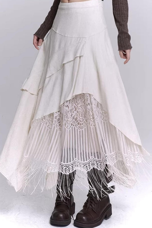 Irregular Hem Tassel Skirt