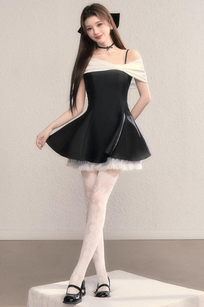 Gently Twisted French A-Line Puffy Dress