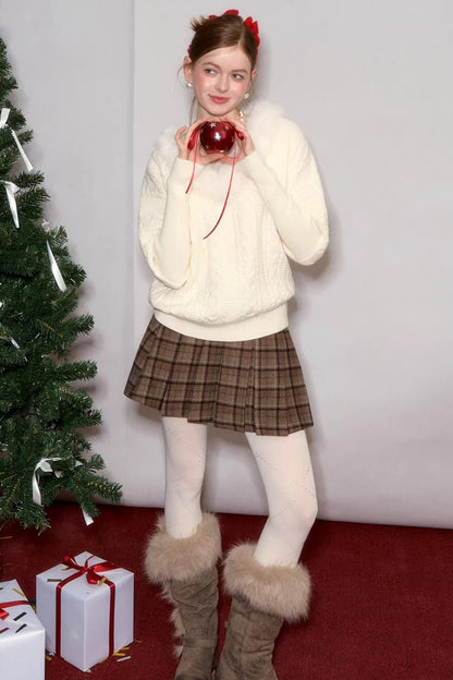 Retro Plaid Wool Skirt