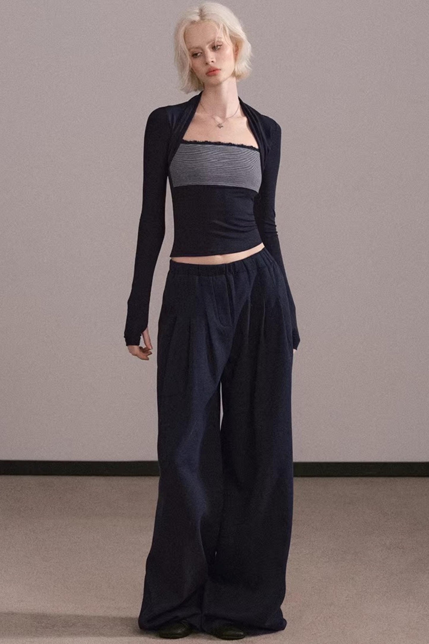 Color-Block Striped Tube Vest Top